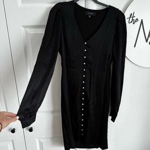 En Saison MIDI Black Button Dress - Long Sleeve